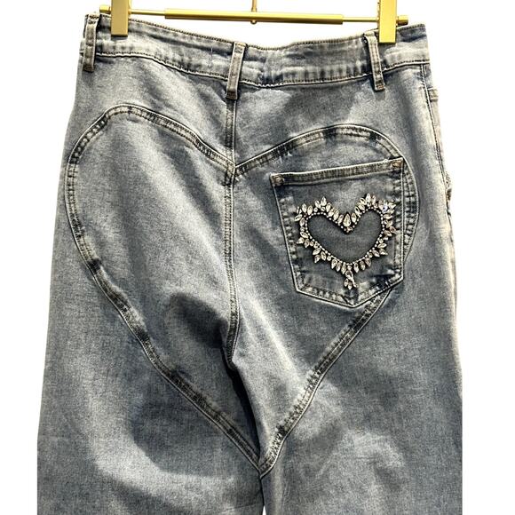 Blue B. Collection – Rhinestone Cutout Wide-Leg Jeans – Medium - Picture 4 of 7
